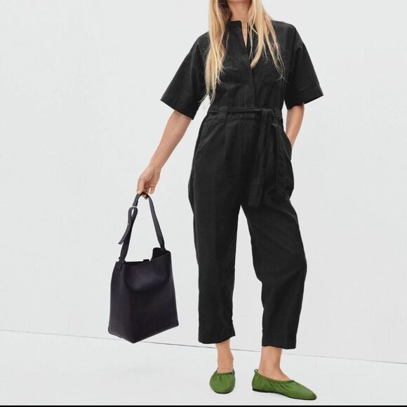 Everlane The Fatigue Women’s Short-Sleeve Jumpsuit Sz 6 Crop Utility Minimalist - Picture 1 of 9